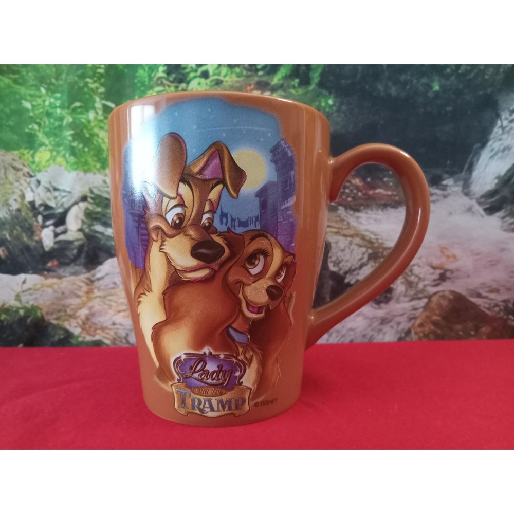 Vintage 90's Disney Store Lady and the Tramp Disney Brown Large Coffee Mug